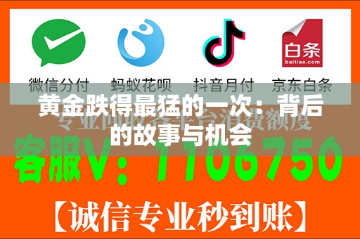 黄金跌得最猛的一次：背后的故事与机会