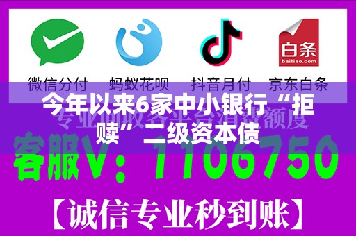 今年以来6家中小银行“拒赎”二级资本债