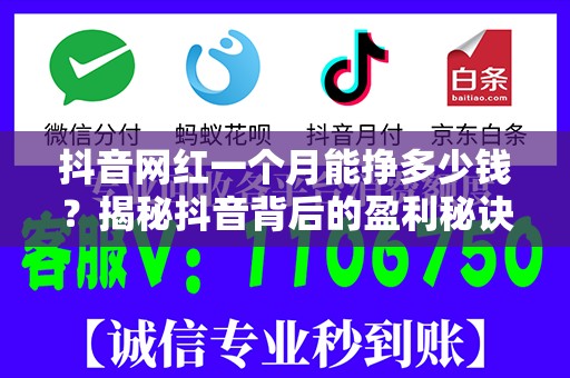 抖音网红一个月能挣多少钱？揭秘抖音背后的盈利秘诀