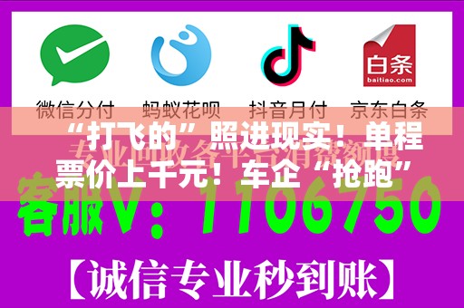 “打飞的”照进现实！单程票价上千元！车企“抢跑”低空经济