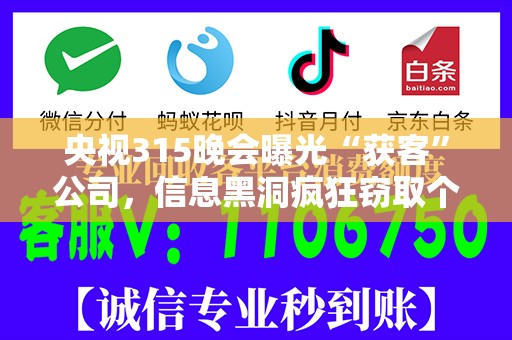 央视315晚会曝光“获客”公司，信息黑洞疯狂窃取个人隐私，公司：不方便回应