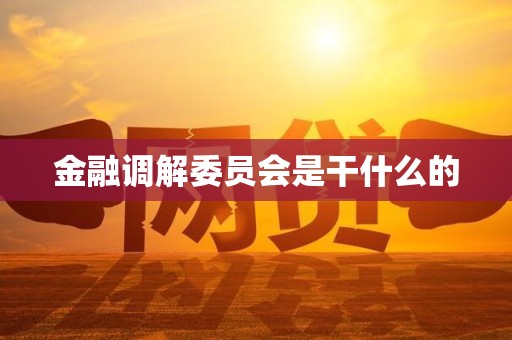 金融调解委员会是干什么的
