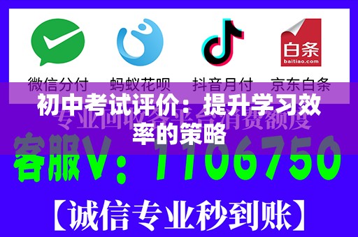 初中考试评价：提升学习效率的策略