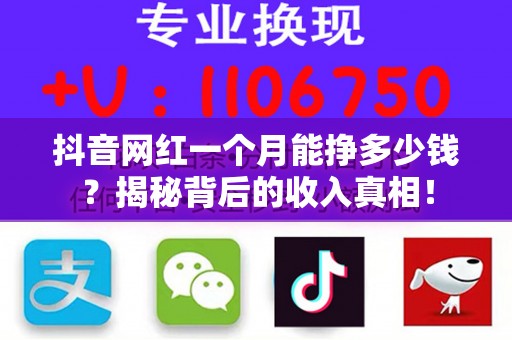 抖音网红一个月能挣多少钱？揭秘背后的收入真相！