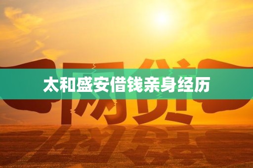 太和盛安借钱亲身经历