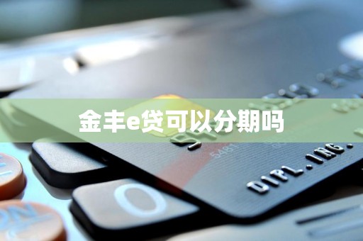 金丰e贷可以分期吗