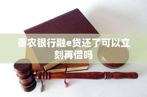 秦农银行融e贷还了可以立刻再借吗