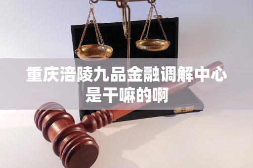重庆涪陵九品金融调解中心是干嘛的啊