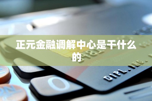 正元金融调解中心是干什么的