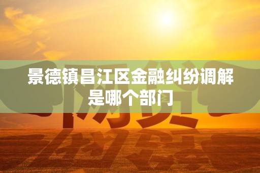 景德镇昌江区金融纠纷调解是哪个部门