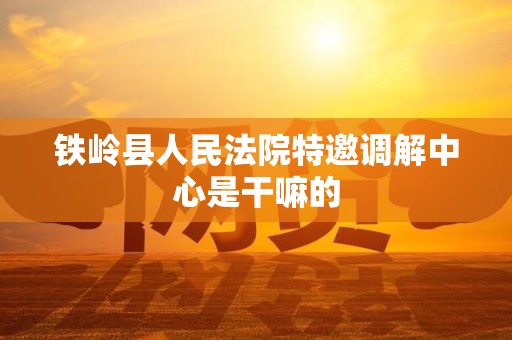 铁岭县人民法院特邀调解中心是干嘛的