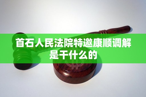 首石人民法院特邀康顺调解是干什么的