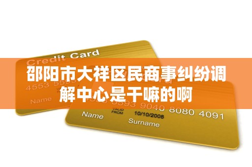 邵阳市大祥区民商事纠纷调解中心是干嘛的啊