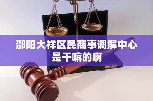 邵阳大祥区民商事调解中心是干嘛的啊