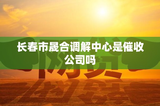 长春市晟合调解中心是催收公司吗